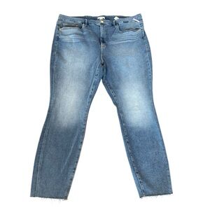 Good American GOOD LEGS GL941T Blue665 Raw Hem Jeans Size 24 Inseam 29" Rise 12"